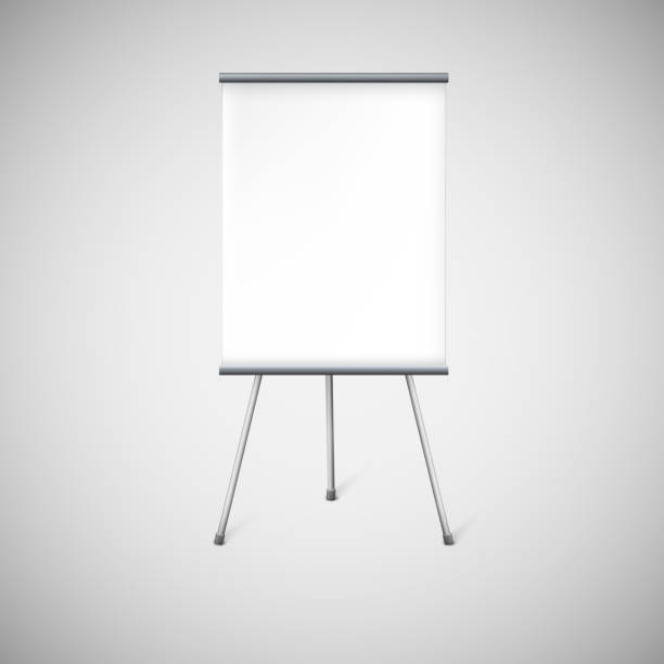 ilustrações de stock, clip art, desenhos animados e ícones de vazio quadro de folhas ou publicidade suporte. - flipchart whiteboard easel chart