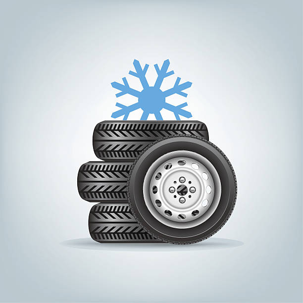 набор зима колес - tire auto repair shop part of vehicle stack stock illustrations