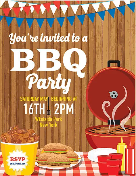 Vector illustration of Summer BBQ Party Invitation Template