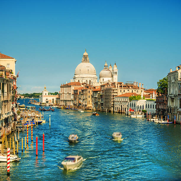 Grand Canal in Venice, with Santa Maria della Salute Basilica in the background