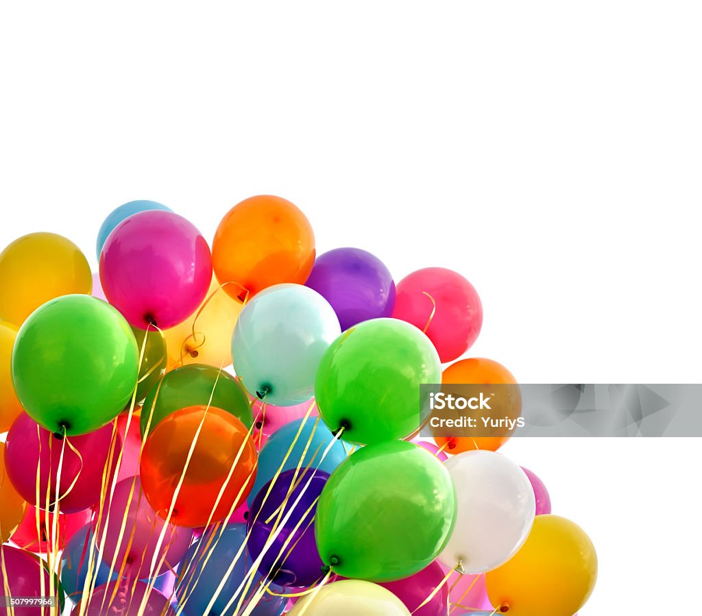multicolored balloons multicolored balloons isolated on white Balloon Stock Photo