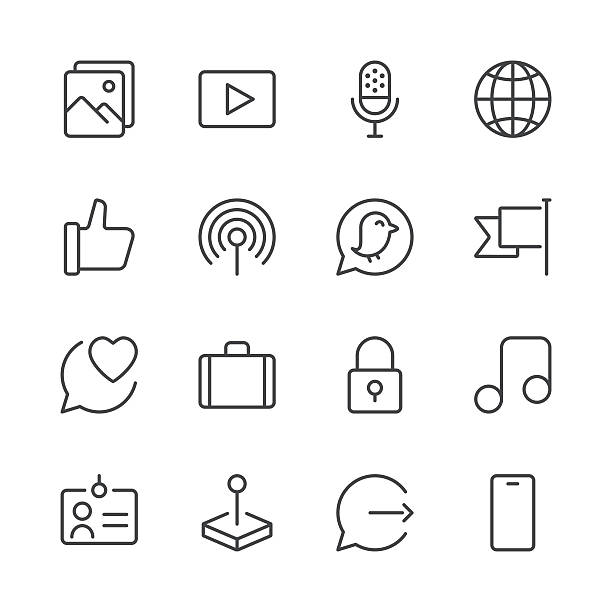 Social Media Icons set 2 | Black Line series Set of 16 professional and pixel perfect icons ready to be used in all kinds of design projects. EPS 10 file. bird quotes stock illustrations