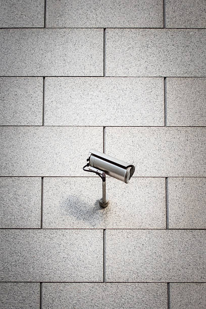 Surveillance cameras on the wall