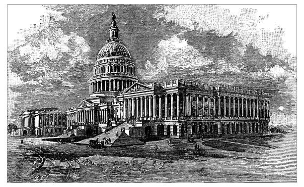Antique illustration of Capitol at Washington