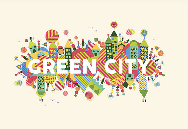 ilustrações de stock, clip art, desenhos animados e ícones de ilustração do conceito de cidade verde - creative sustainability