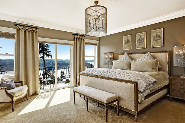 istock Luxury bedroom interor with scenic view from deck 508009483
