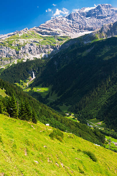istock Magnificent valley with the waterfall in Swiss Alps 508009957