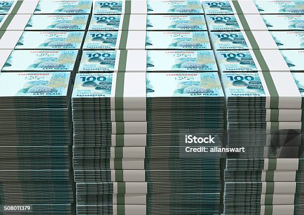 Brazilian Real Banknotes Pile Stock Photo - Download Image Now - American One Hundred Dollar Bill, BRICS, Brasilia