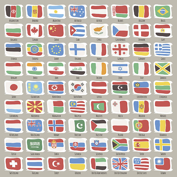 ilustraciones, imágenes clip art, dibujos animados e iconos de stock de conjunto de banderas de países de todo el mundo - flag of the world