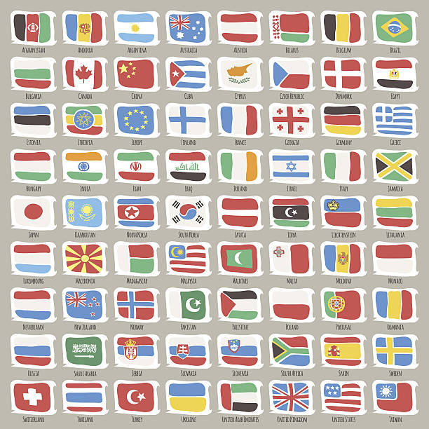 набор мировых флагов государств - animated flag stock illustrations
