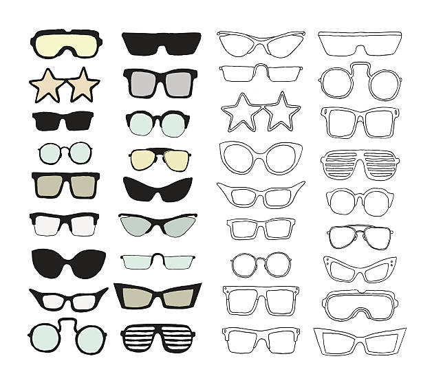 zestaw okulary i okulary. - human eye glass eyesight sunglasses stock illustrations