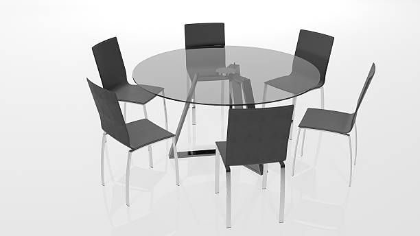 istock Glass table with six chairs isolated on white background 508011864