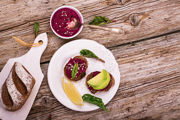istock Sandwiches for breakfast or snack of hummus with roasted beets 508012814
