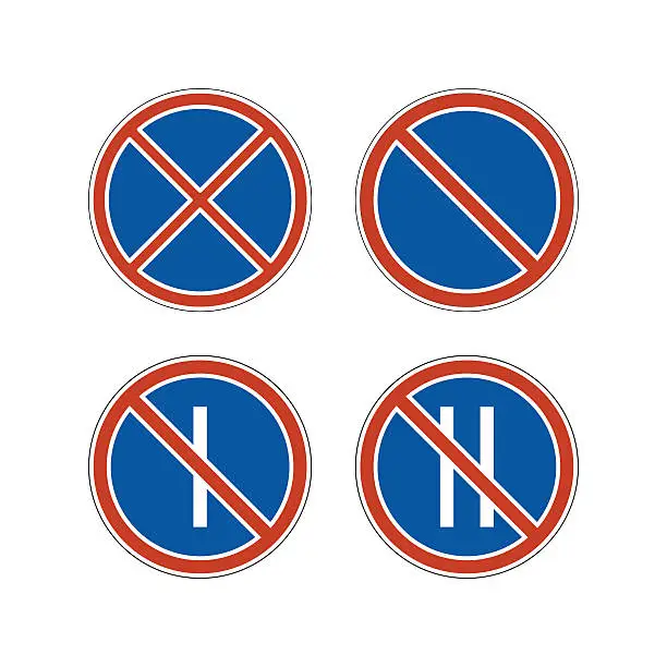 Vector illustration of No parking signs set