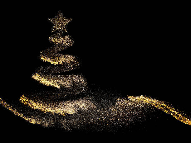 Golden Christmas tree stock photo