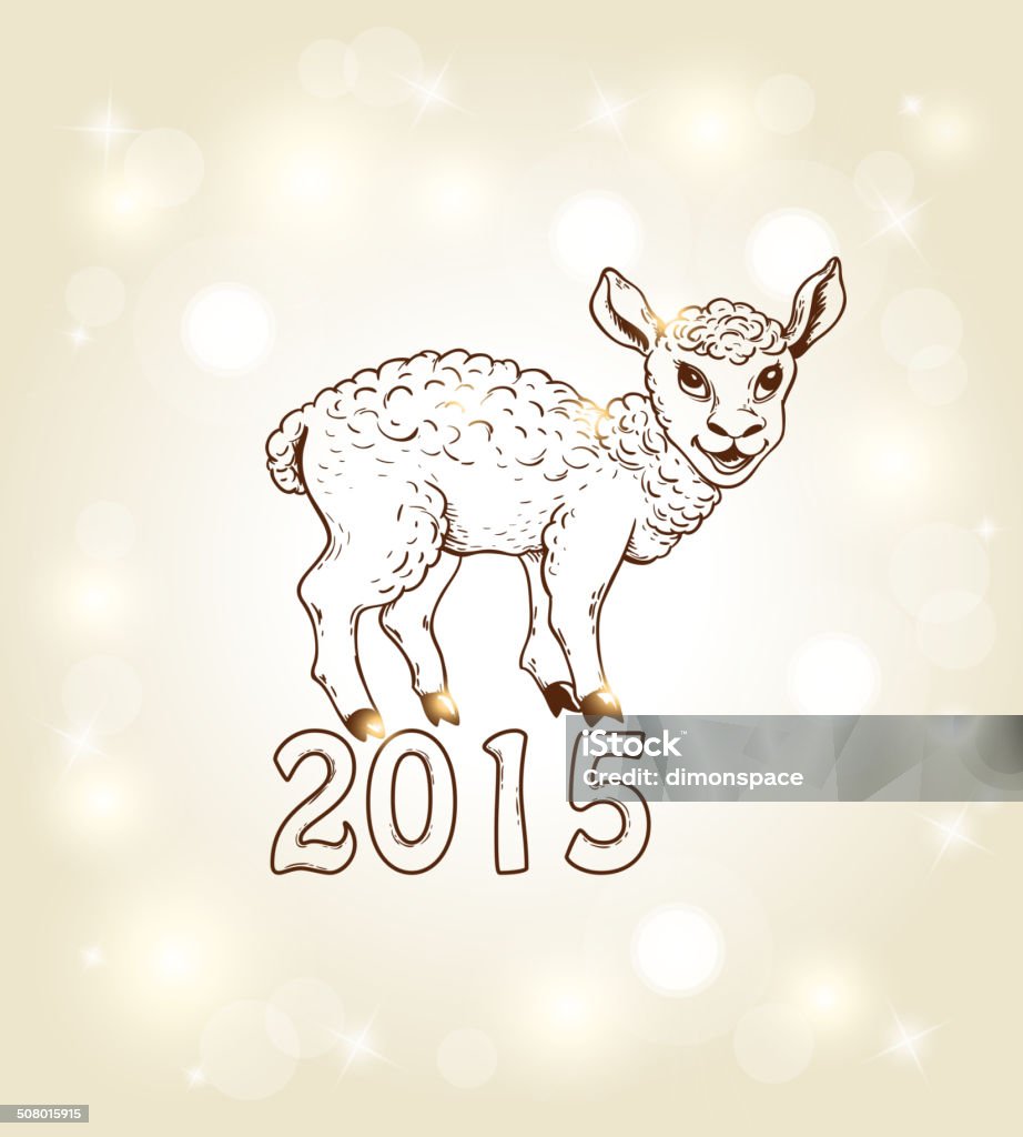 Cartão de Ano Novo com yeanling - Vetor de Animal royalty-free
