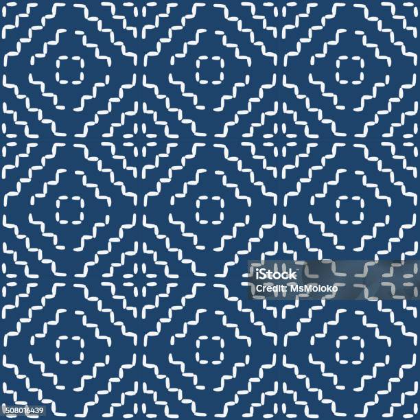 Indigo Easter Pattern Hand Drawn Seamless Indigo Folk Pattern Stock Illustration - Download ...