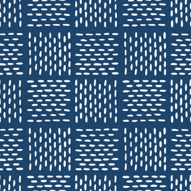 Vector illustration of Hand drawn seamless indigo folk pattern