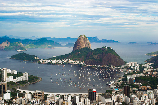 Close view of Guanabara Bay with boats