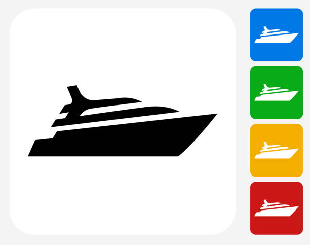 ilustrações, clipart, desenhos animados e ícones de navio de cruzeiro ícone plano de projeto gráfico - yatch