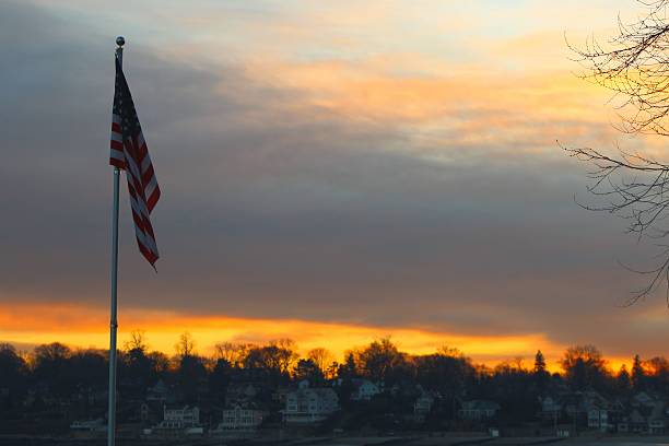 istock American Flag in the Sunset 508025444