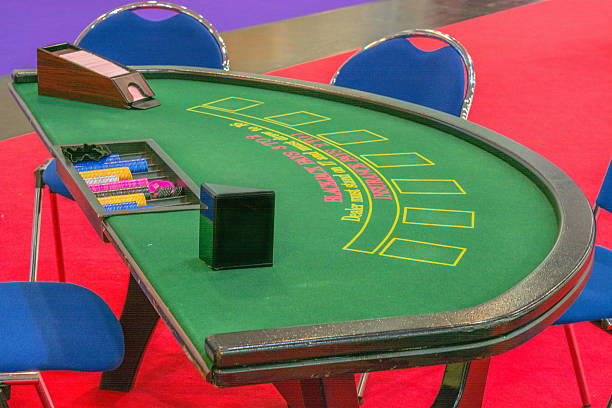 Casino table blackjack table stock photo