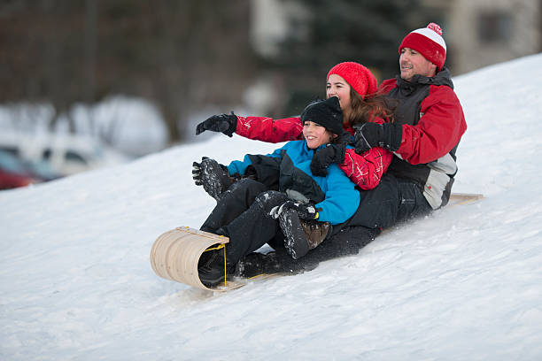 istock Riding a Sled Down a Snowy Hill 508026818