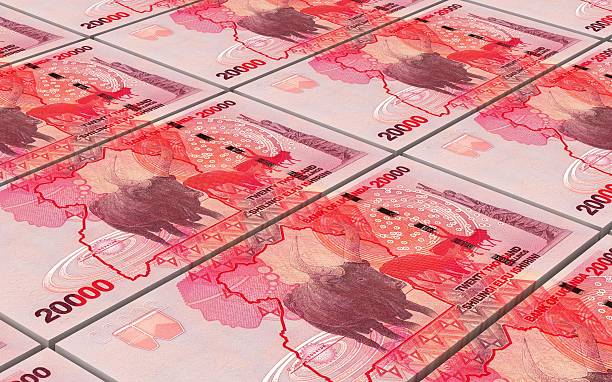 istock Ugandan shillings bills stacks background. 508028426