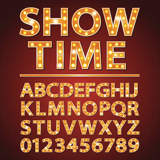 istock Vector orange neon lamp letters font show cinema or theather 508028458