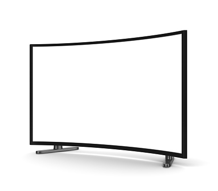 Modern Tv Set with Blank Curved Screen on White Background 3D Illustration