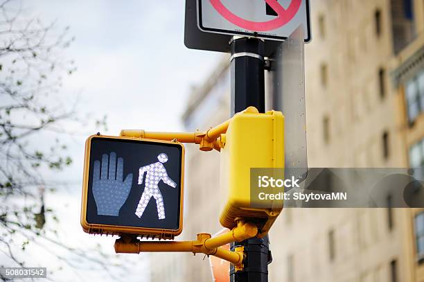 Dont Walk New York Traffic Sign Stock Photo - Download Image Now - Crosswalk, Road Sign, Sign
