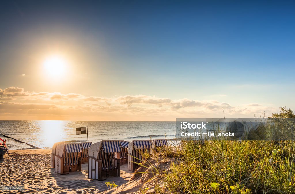 Beach in the morning Beach holiday by the sea Usedom Stock Photo