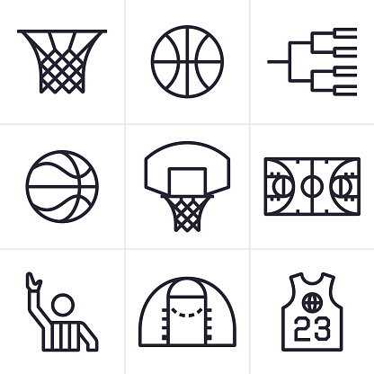 Basketball court, player and tournament symbol and icon collection. EPS 10 file.