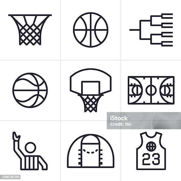 Basketball Symbols And Icons Stock Illustration - Download Image Now - Basketball - Sport, Basketball - Ball, Basketball Hoop