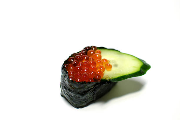 ikura gunkan sushi in the white background
