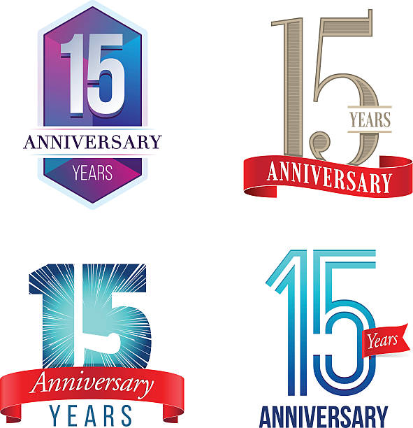 illustrations, cliparts, dessins animés et icônes de logo de 15 ans d'anniversaire - anniversary seal stamper banner insignia