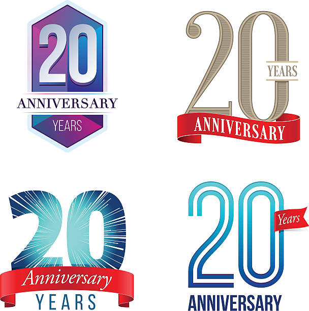 illustrazioni stock, clip art, cartoni animati e icone di tendenza di 20 anni anniversario con logo - $20