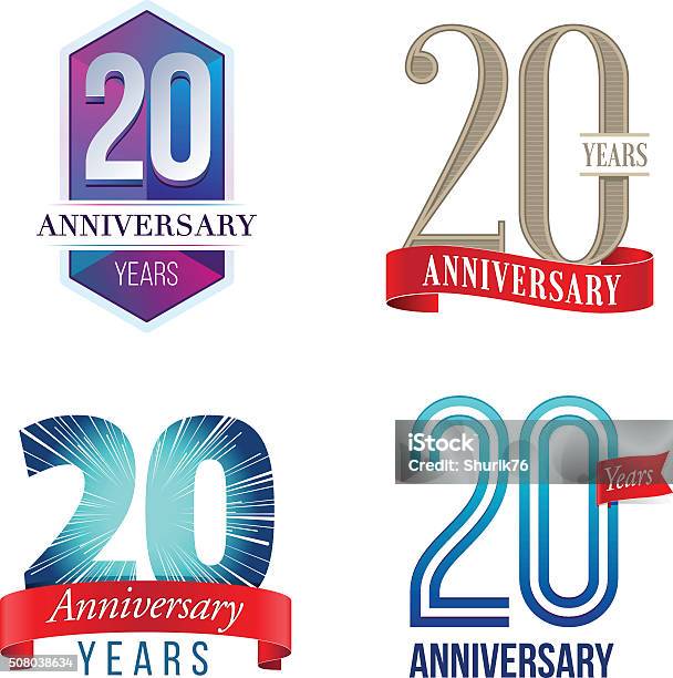 20 Years Anniversary Logo Stock Illustration - Download Image Now - 20-24 Years, Anniversary, Celebration