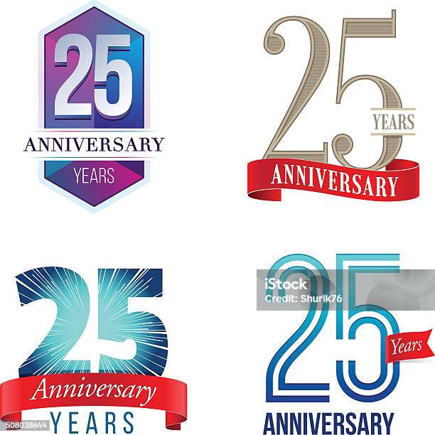 25 Ans Danniversaire Logo Vecteurs libres de droits et plus d'images vectorielles de 25-29 ans - 25-29 ans, Anniversaire d'un évènement, Festivité