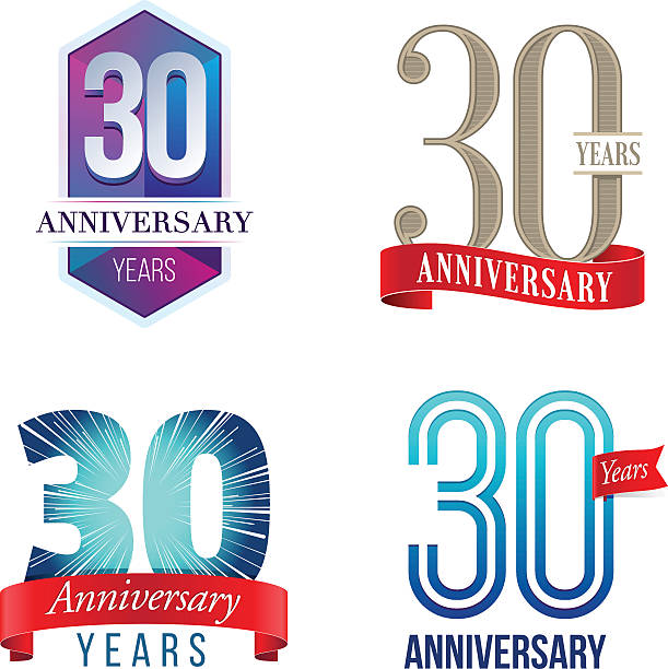 30 jahre jubiläum-logo - 30 34 jahre stock-grafiken, -clipart, -cartoons und -symbole