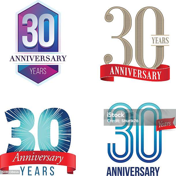 30 Years Anniversary Logo Stock Illustration - Download Image Now - 30-34 Years, Anniversary, Icon Symbol