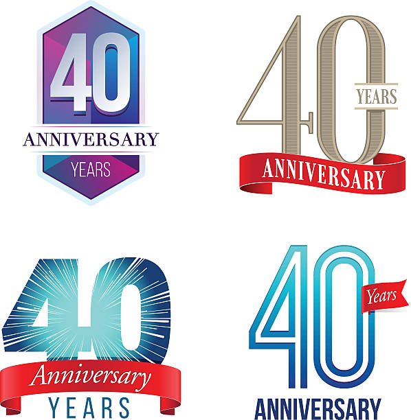 40 Years Anniversary Logo A Set of Symbols Representing a Fortieth Anniversary/Jubilee Celebration 40 44 years stock illustrations