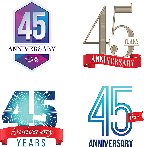 illustrations, cliparts, dessins animés et icônes de 45 ans anniversaire logo - 45 49 years