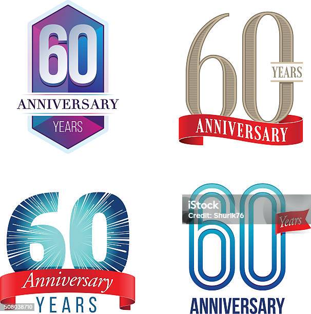 60 Jahre Jubiläumlogo Stock Vektor Art und mehr Bilder von 60-64 Jahre - 60-64 Jahre, Jahrestag, Feiern