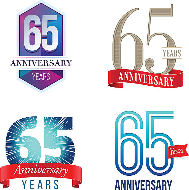 65 Years Anniversary Logo A Set of Symbols Representing a Sixty-Fifth Anniversary/Jubilee Celebration $69 stock illustrations