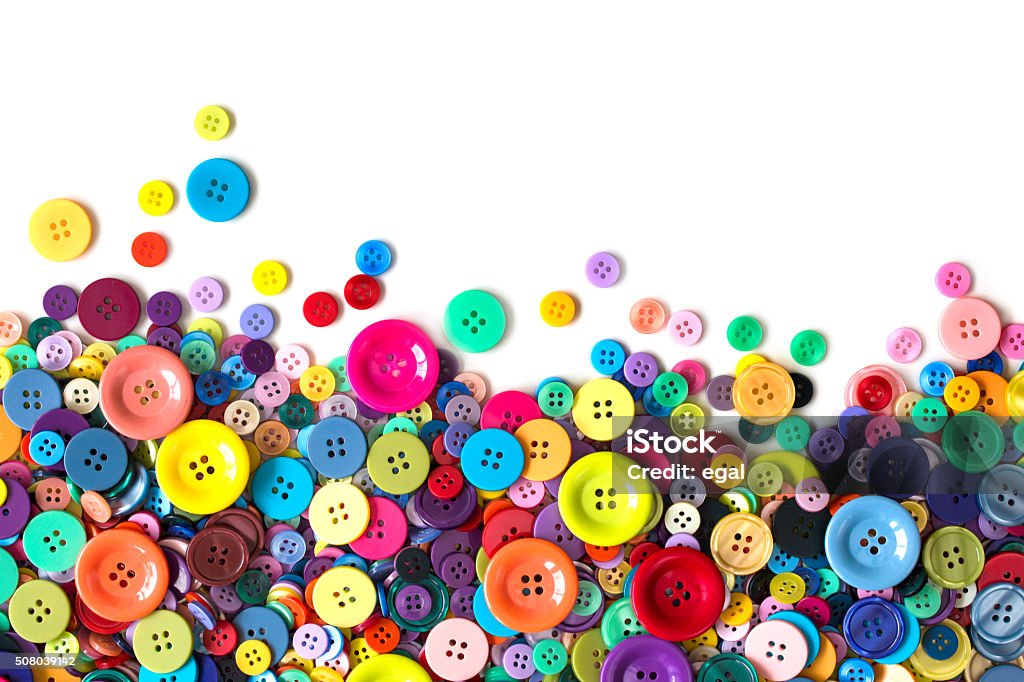 Colorful Buttons Stock Photo - Download Image Now - Button - Sewing Item,  Sewing, White Background - iStock