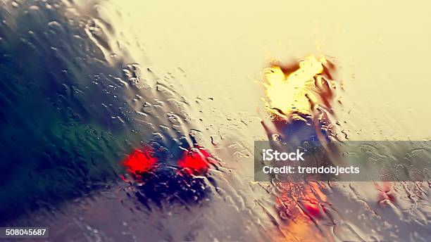 Bad Weather Driving Construction Site Stock Photo - Download Image Now - Construction Site, Fog, Semi-Truck