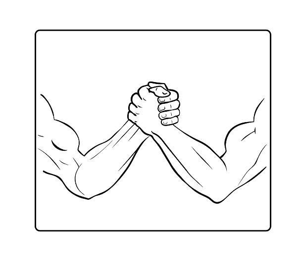 illustrazioni stock, clip art, cartoni animati e icone di tendenza di potente stretta di mano - wrestling human muscle muscular build strength