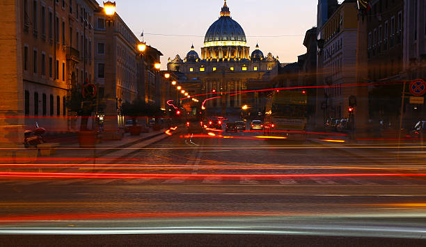 istock St.Peter's Cathedral & traffic at dusk, Rome 508046667