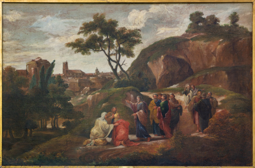 Brujas-pintura de paisaje de jesús y disciples photo